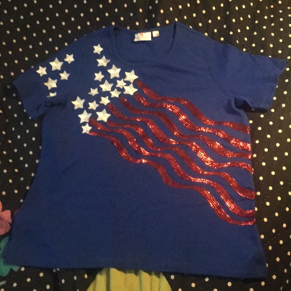 Quaker Factory Tops - Quaker Factory Patriotic Sequin Top